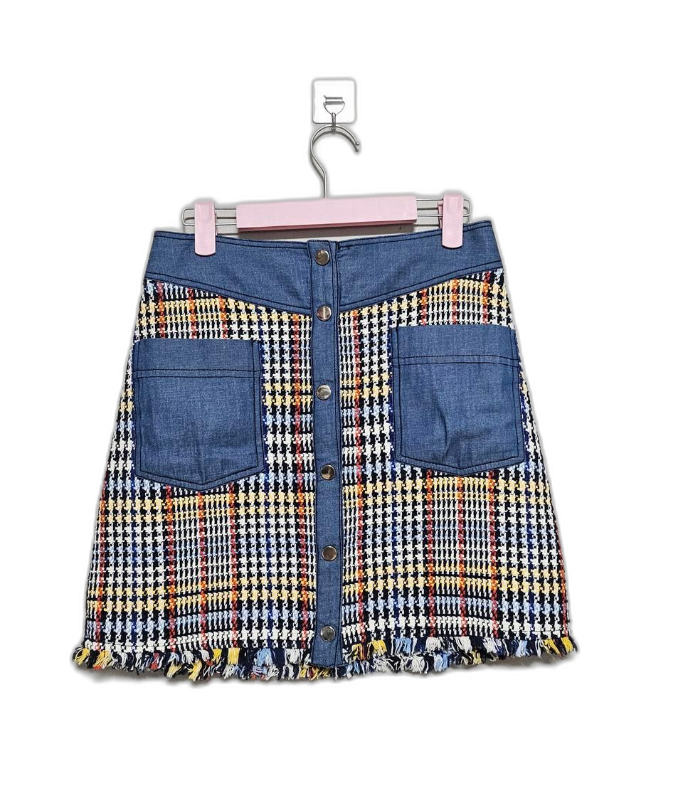 자라  데님트위드배색 미니스커트  S