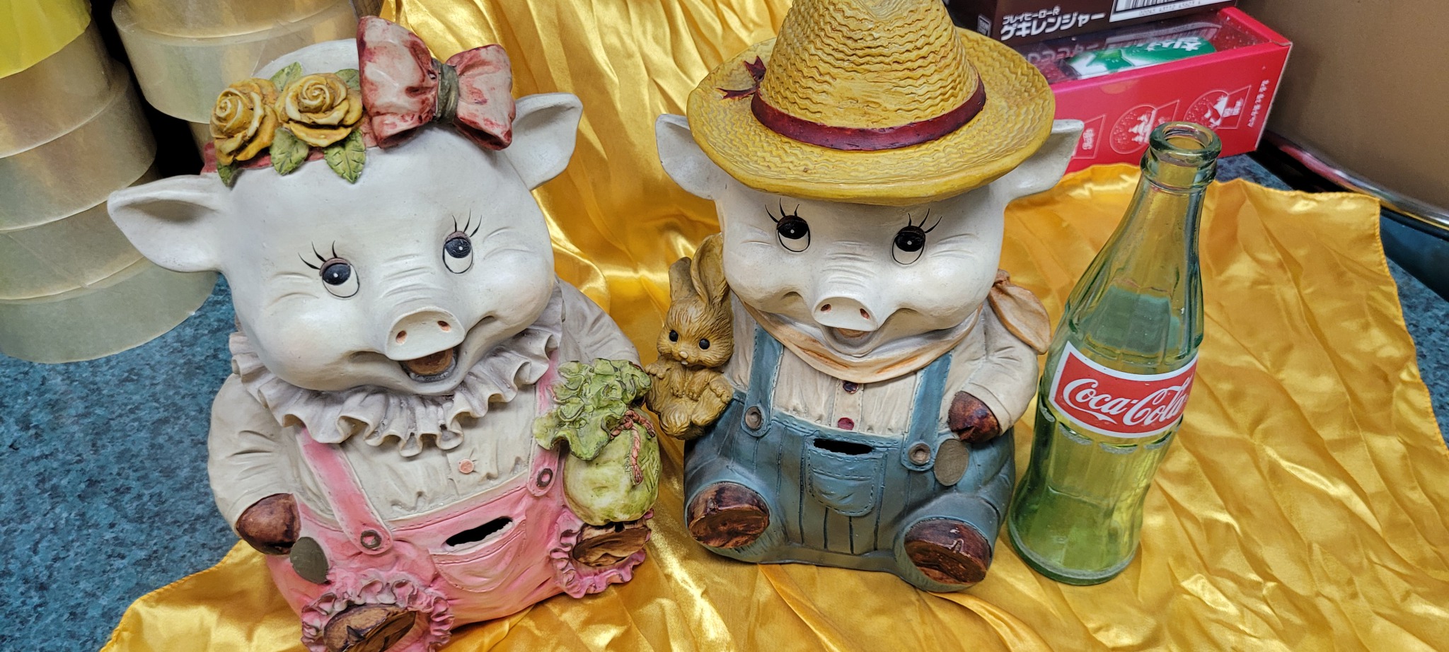 골동 돼지 저금통 피규어 커플