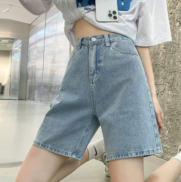 여성 데일리 꾸안꾸 5부 데님 일자핏 팬츠