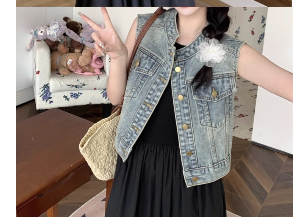 새상품 데님조끼자켓 m