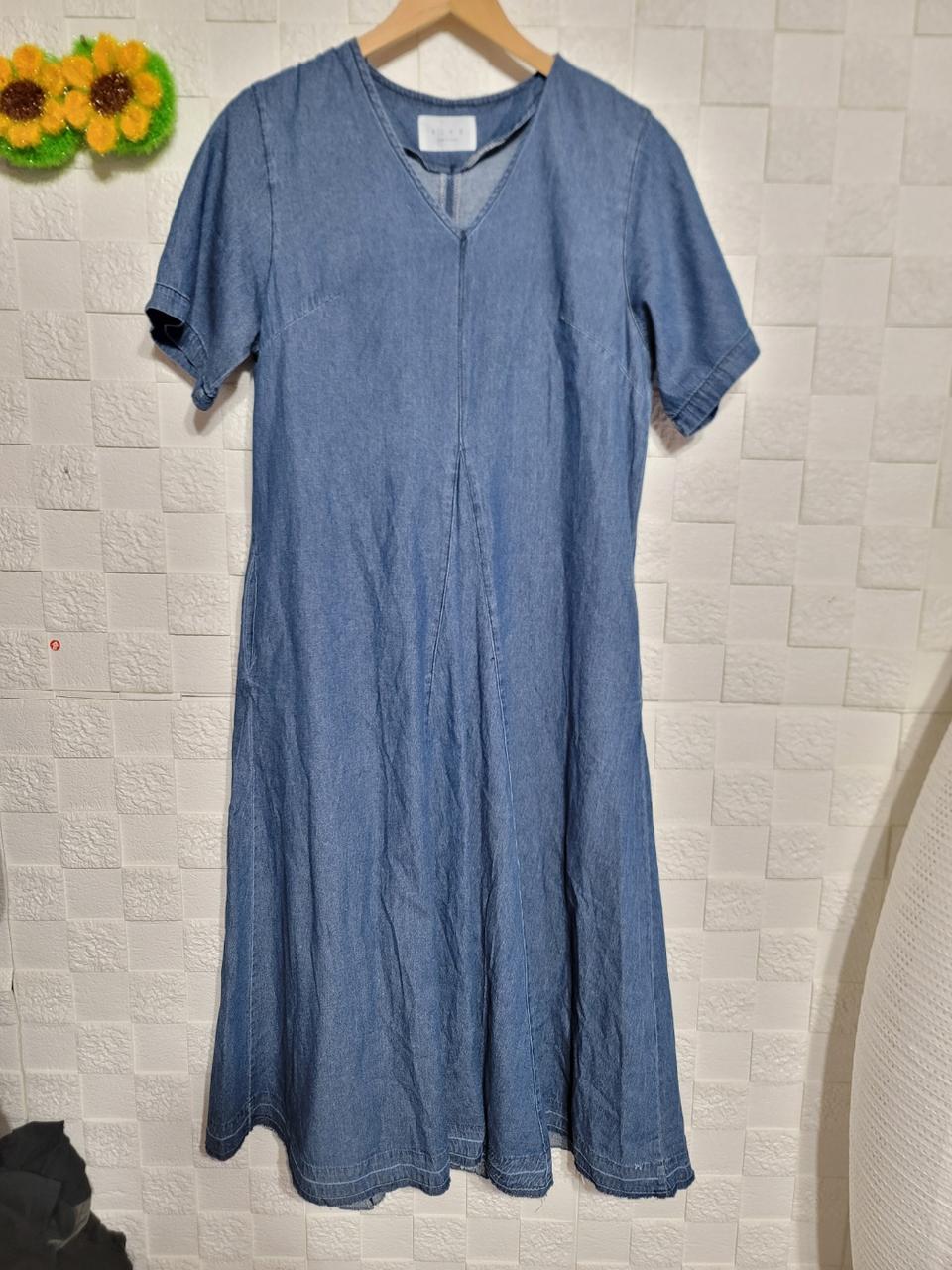 데님 플레어 롱원피스