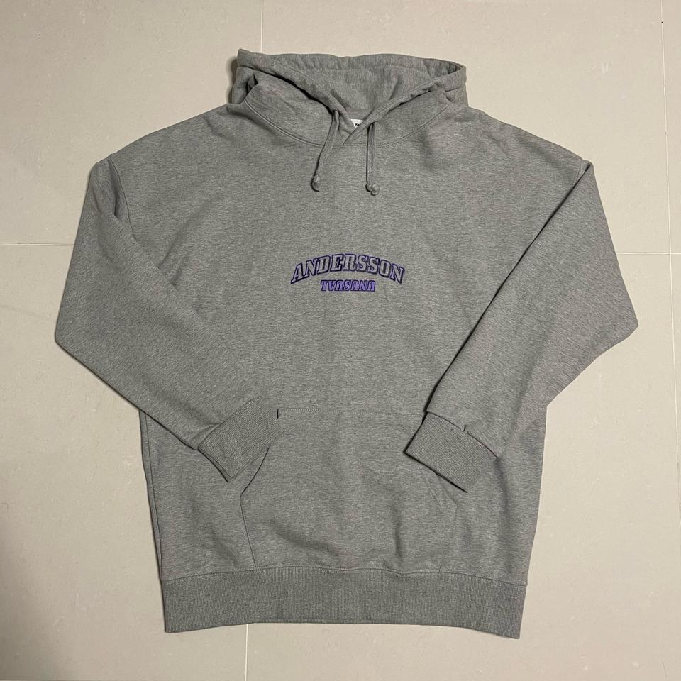 정품 앤더슨벨 빅로고 멜란지 그레이 스웻 후드티