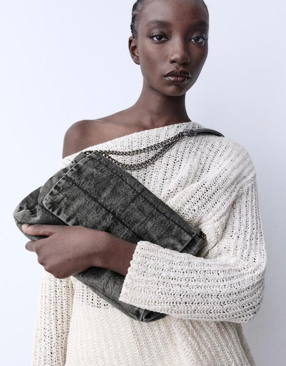 자라  락플랩 숄더백 데님