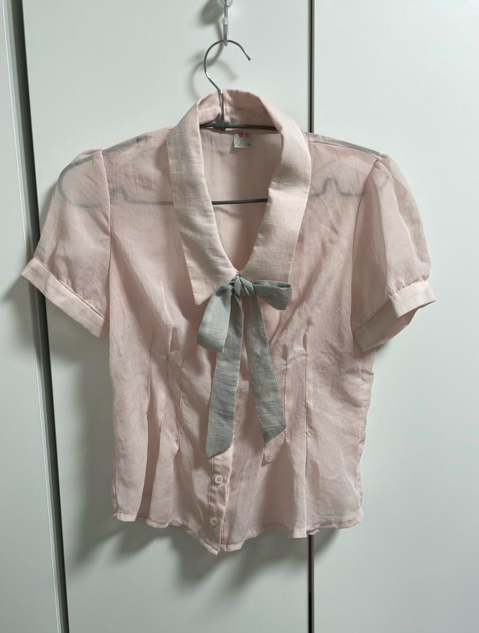 핑크 리본블라우스