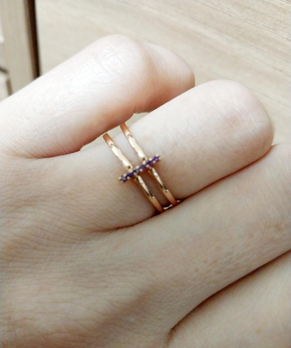 14k퍼플큐두줄반지 (11에서12호)