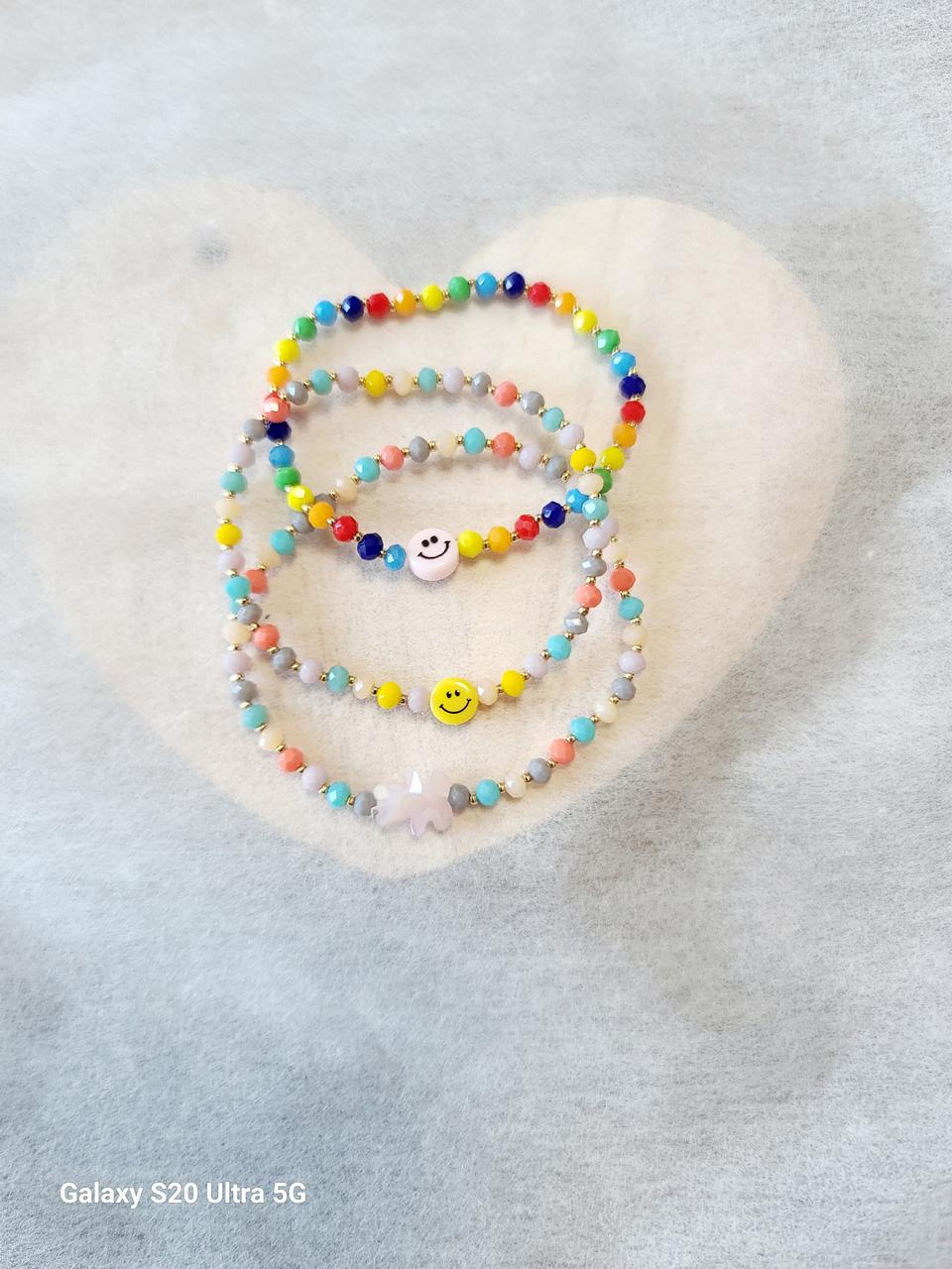 크리스탈 노랑 스마일 팔찌입니다
