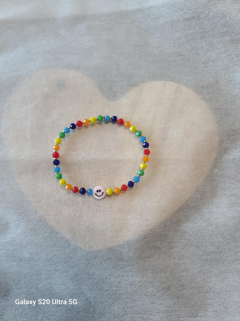 크리스탈 핑크 스마일 팔찌 입니다