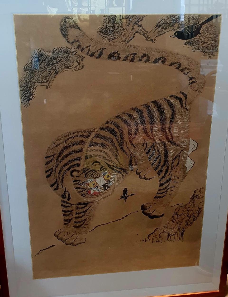 까치 호랑이 민화 그림 액자