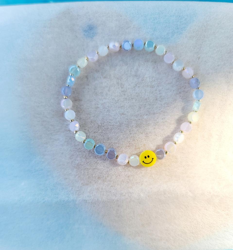 크리스탈  아이 노랑 스마일 팔찌 입니다