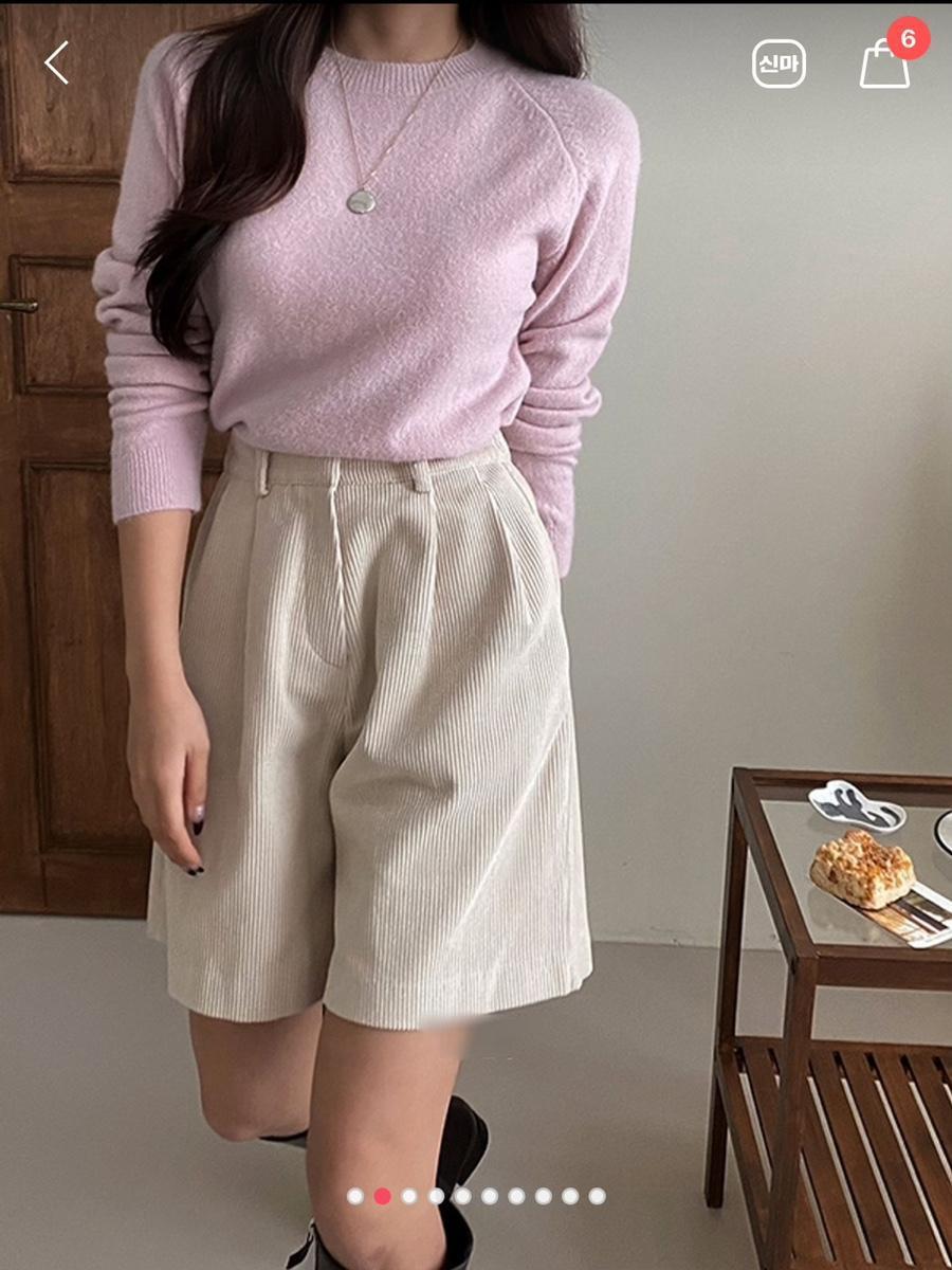 새상품 코듀로이 골덴 핀턱 하프 5부 밴딩 반바지