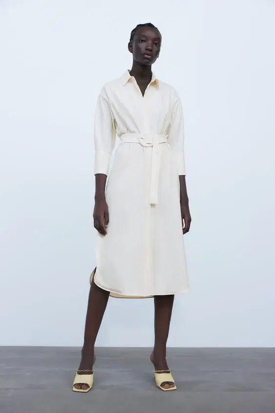 자라 벨티드 셔츠 원피스 M