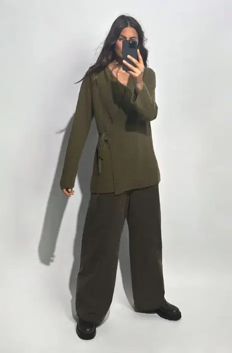 자라 크로스 니트 가디건 랩스타일 가디건 S