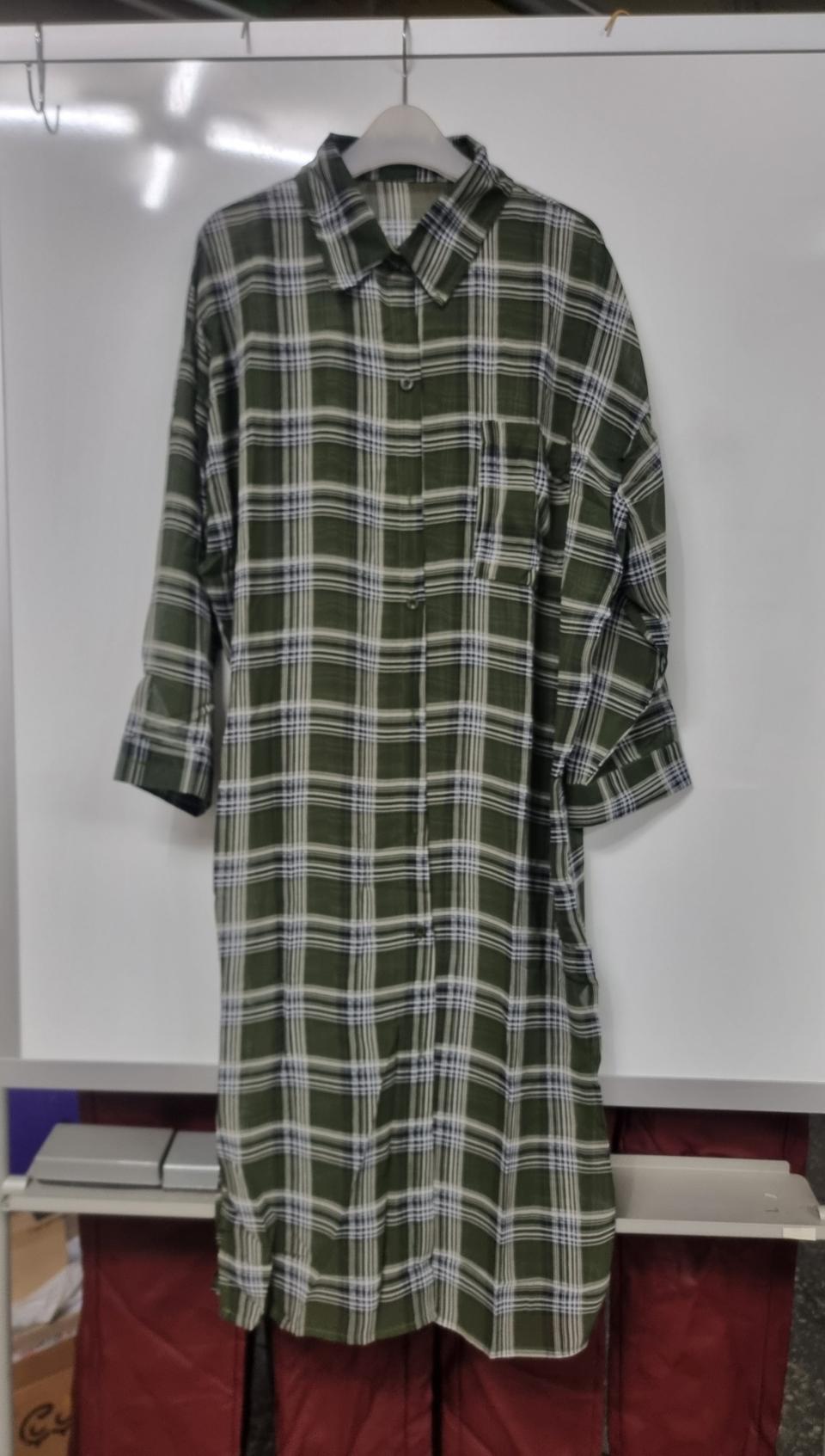 여성 롱 남방  체크 원피스  시원해요