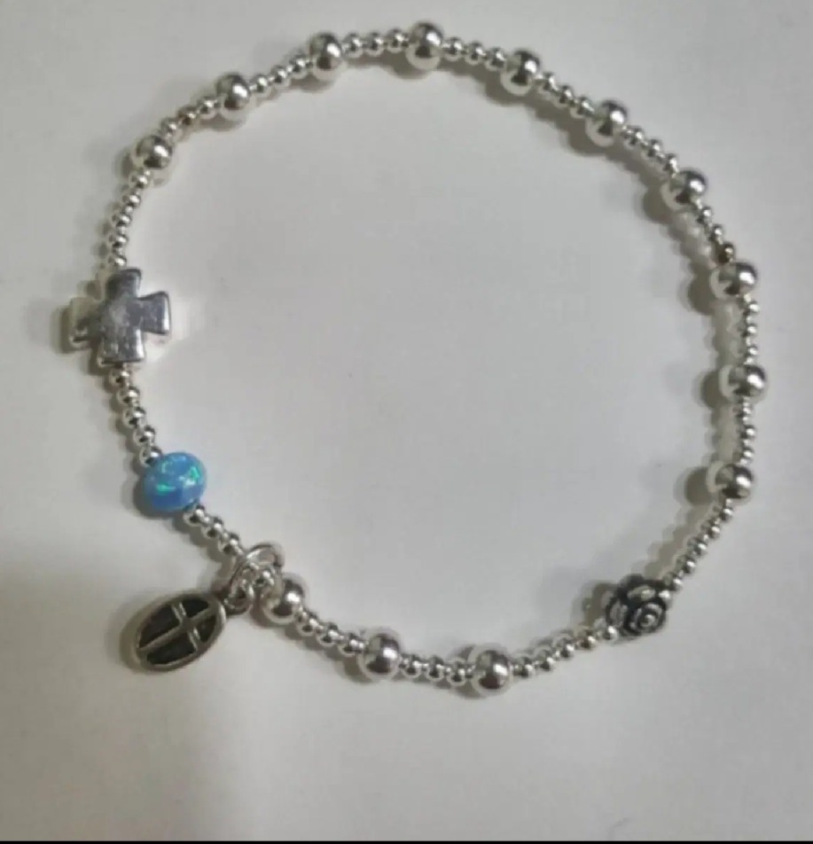 블루오팔 묵주은팔찌