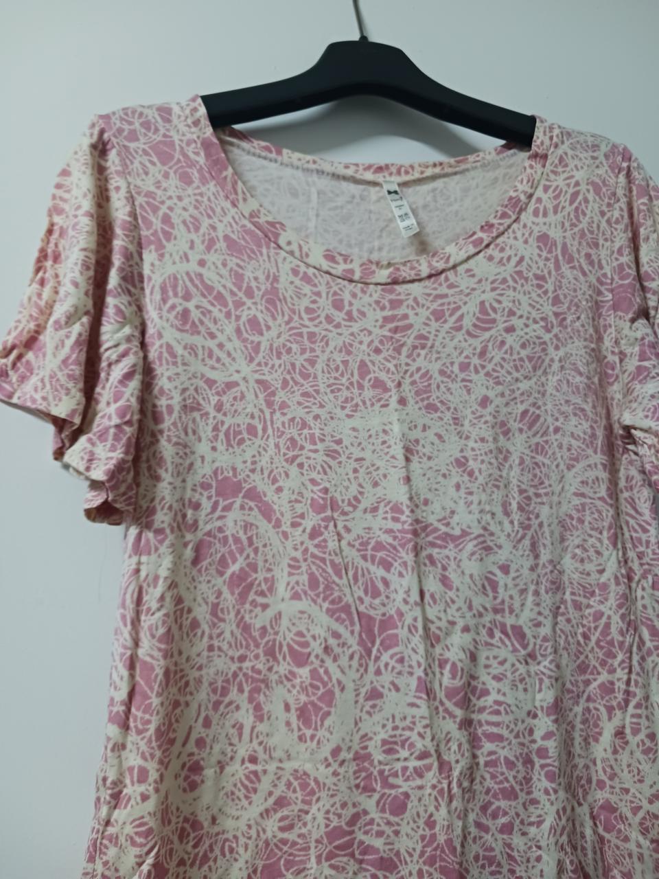 프린트 반팔 티셔츠 55 인디언 핑크