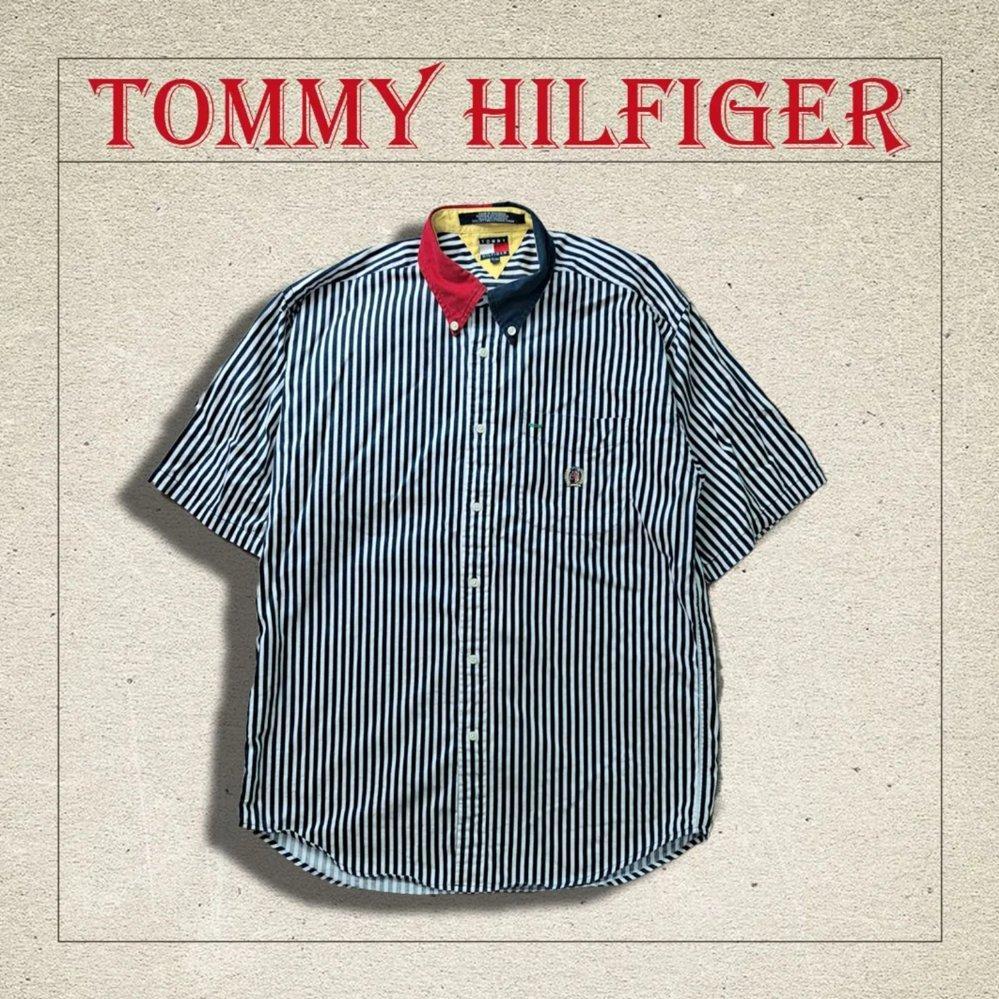 [타미힐피거] 스트라이프 빈티지 반팔 셔츠