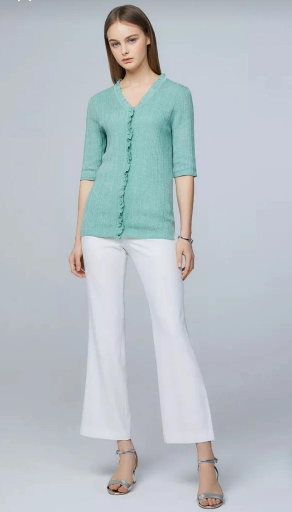 프릴 니트 가디건 새거