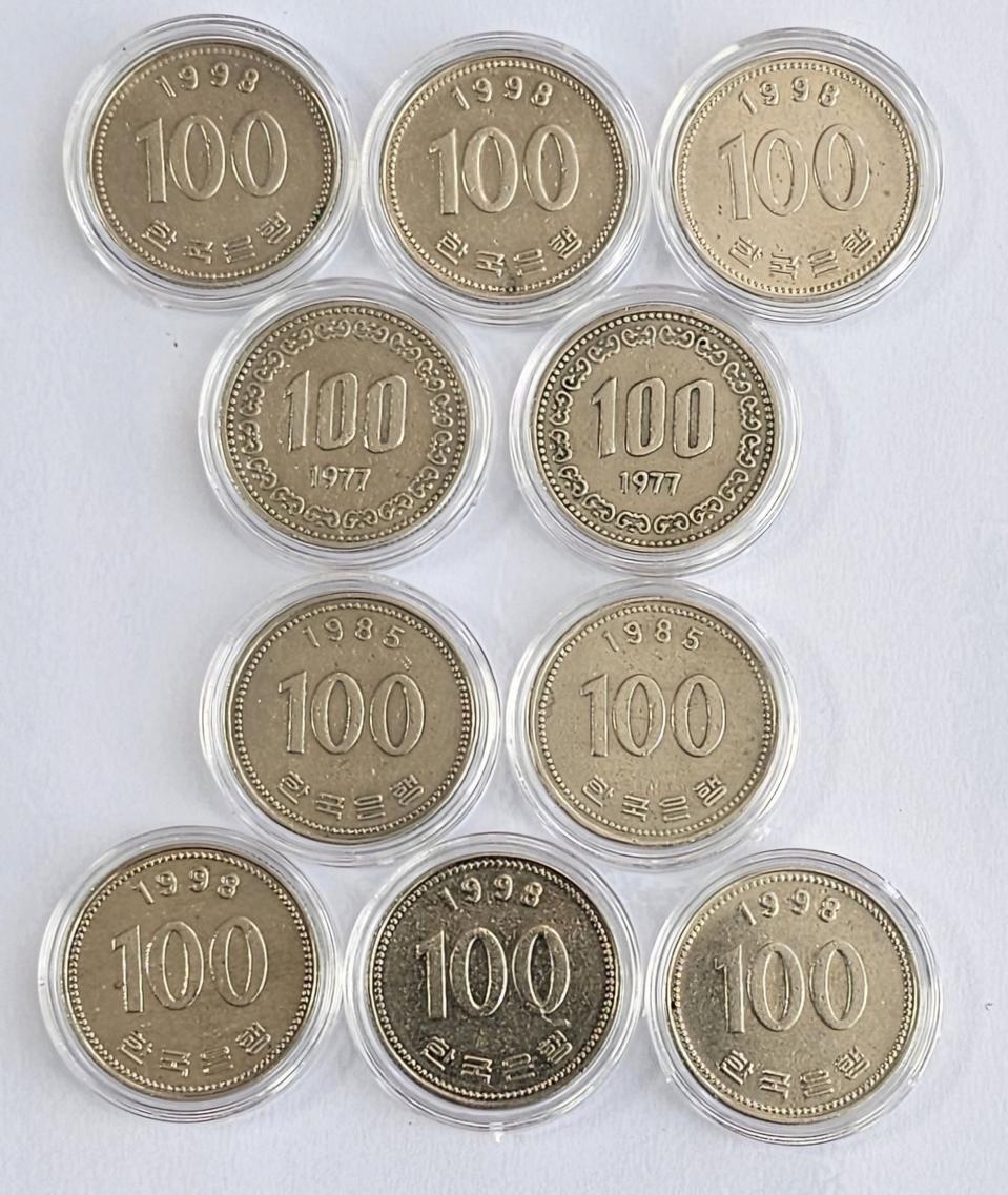 특년도 1998년 100원 주화 77년 100원 85년 100원 주화