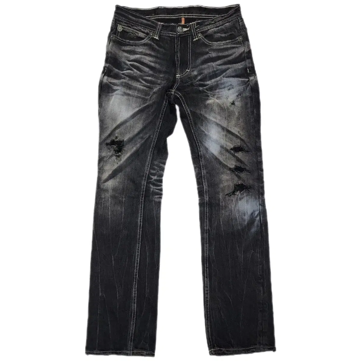 락시크 백포켓 디테일 디트로이트 워싱 데님팬츠