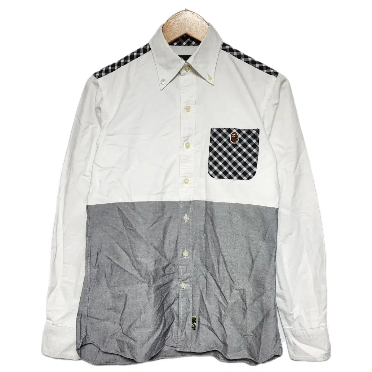 Bape 베이프 코튼 아메카지 체크배색 셔츠