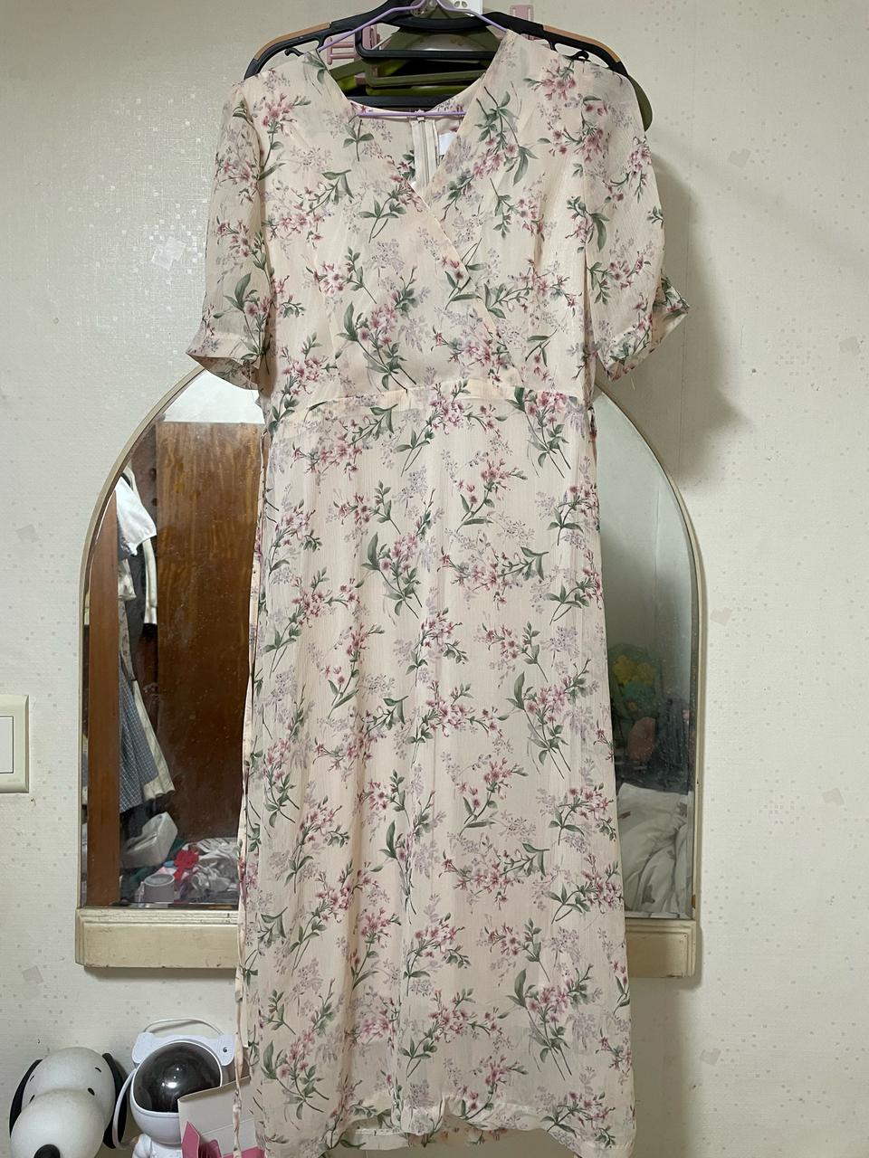 브이넥플라워롱원피스