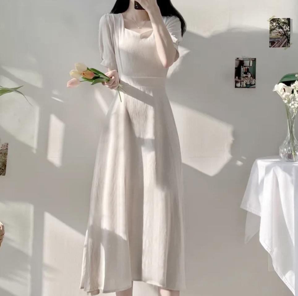 하트넥린넨롱원피스