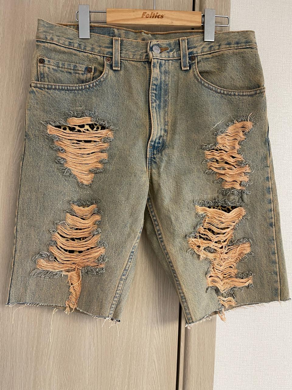 리바이스 made in USA 505 리메이크 호피 청반바지 32