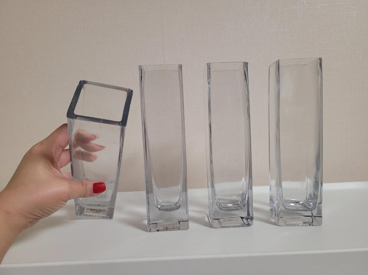 화병 꽃병 유리병 사각 유리화병 개당