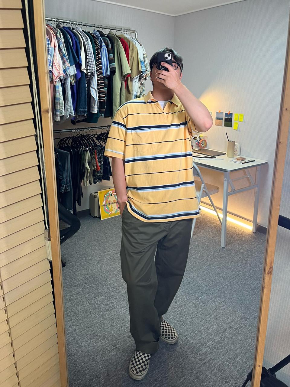 vtg 옐로우 카라 반팔티