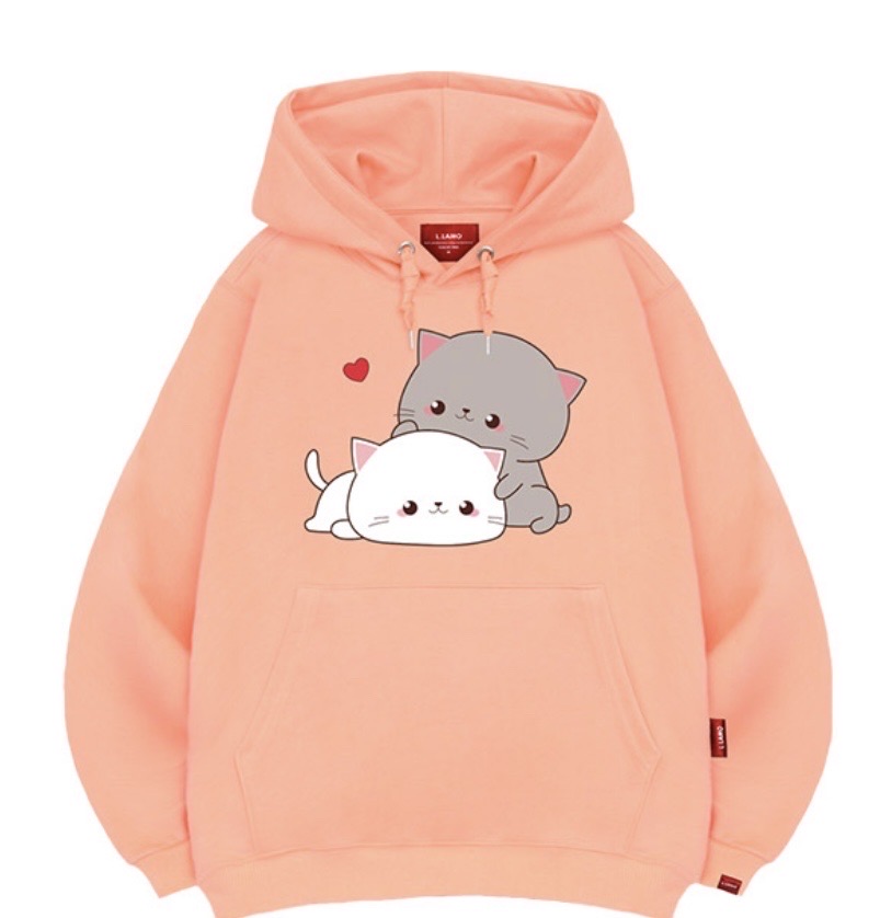 (새상품/2XL) 엘라모 3H 빅사이즈 큐티커플캣 후드티