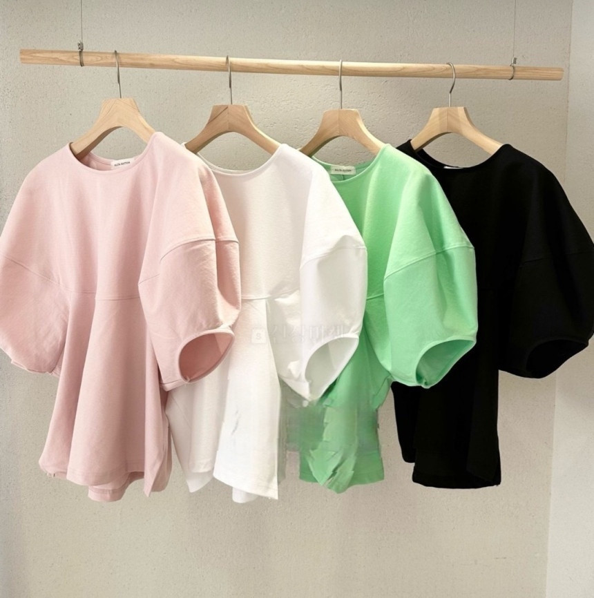 퍼프 소매 볼륨 쿨 반팔티