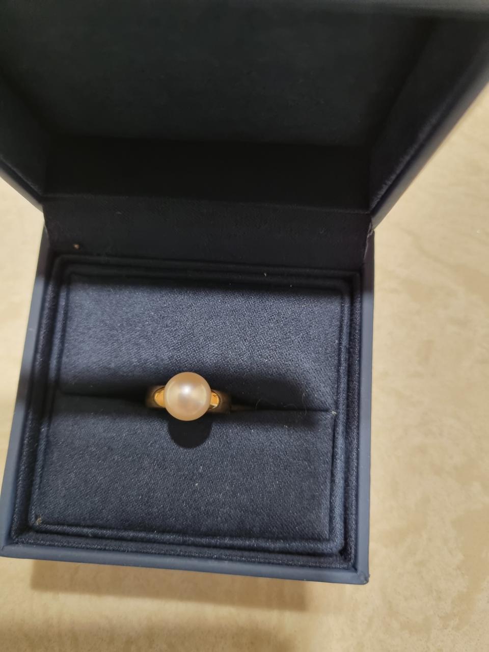 18k 옐로골드 천연아코야진주반지