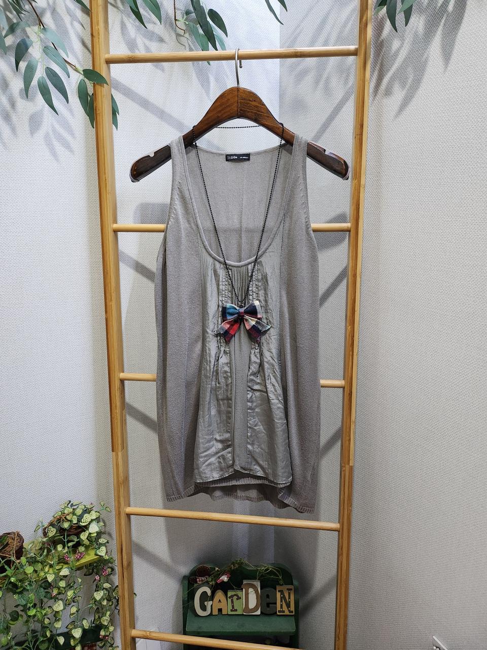 linQ실크배색 나시니트
