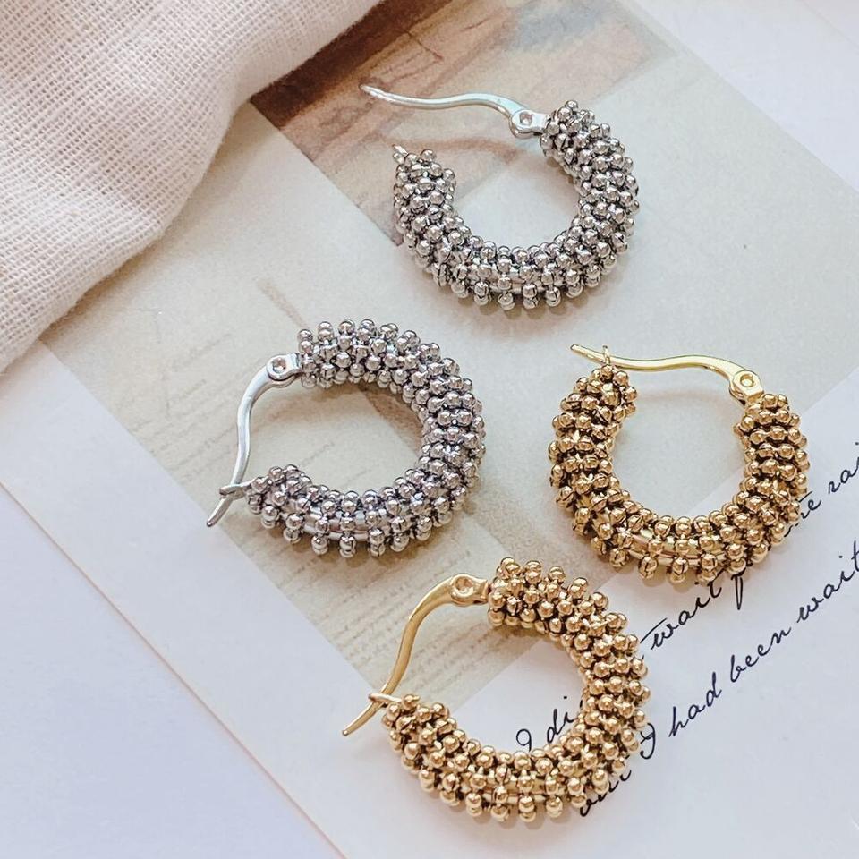 [써지컬스틸] 비쥬 볼 볼드 링 귀걸이