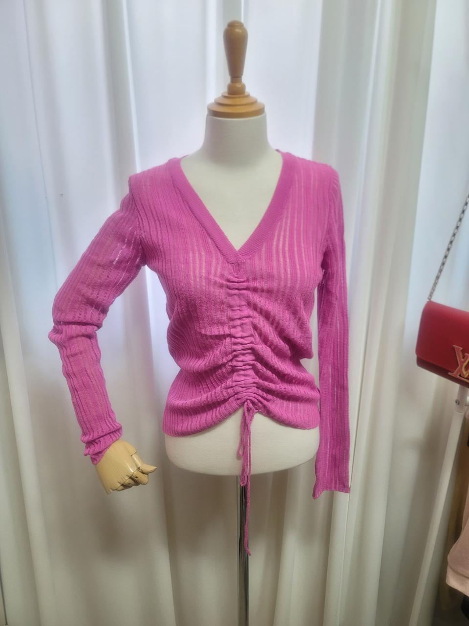 셔링끈 골지 니트