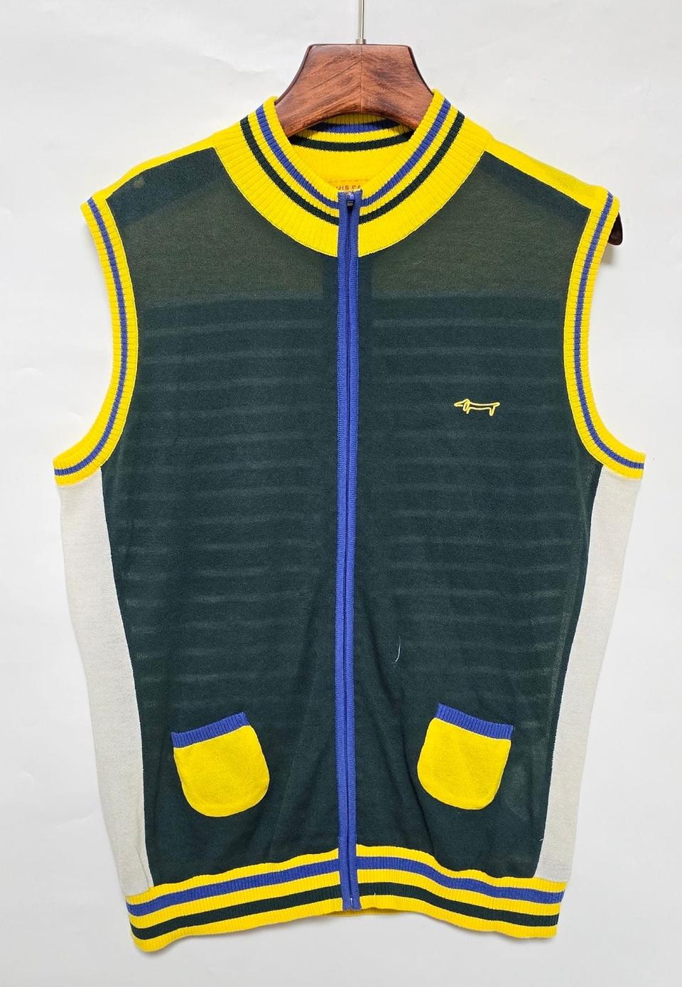 루이까스텔 여성 여름 니트 집업 조끼 베스트 100/그린