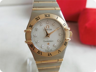 오메가 컨스틸레이션 18k 콤비 자개판 12p 다이아 풀바 여성용 스몰