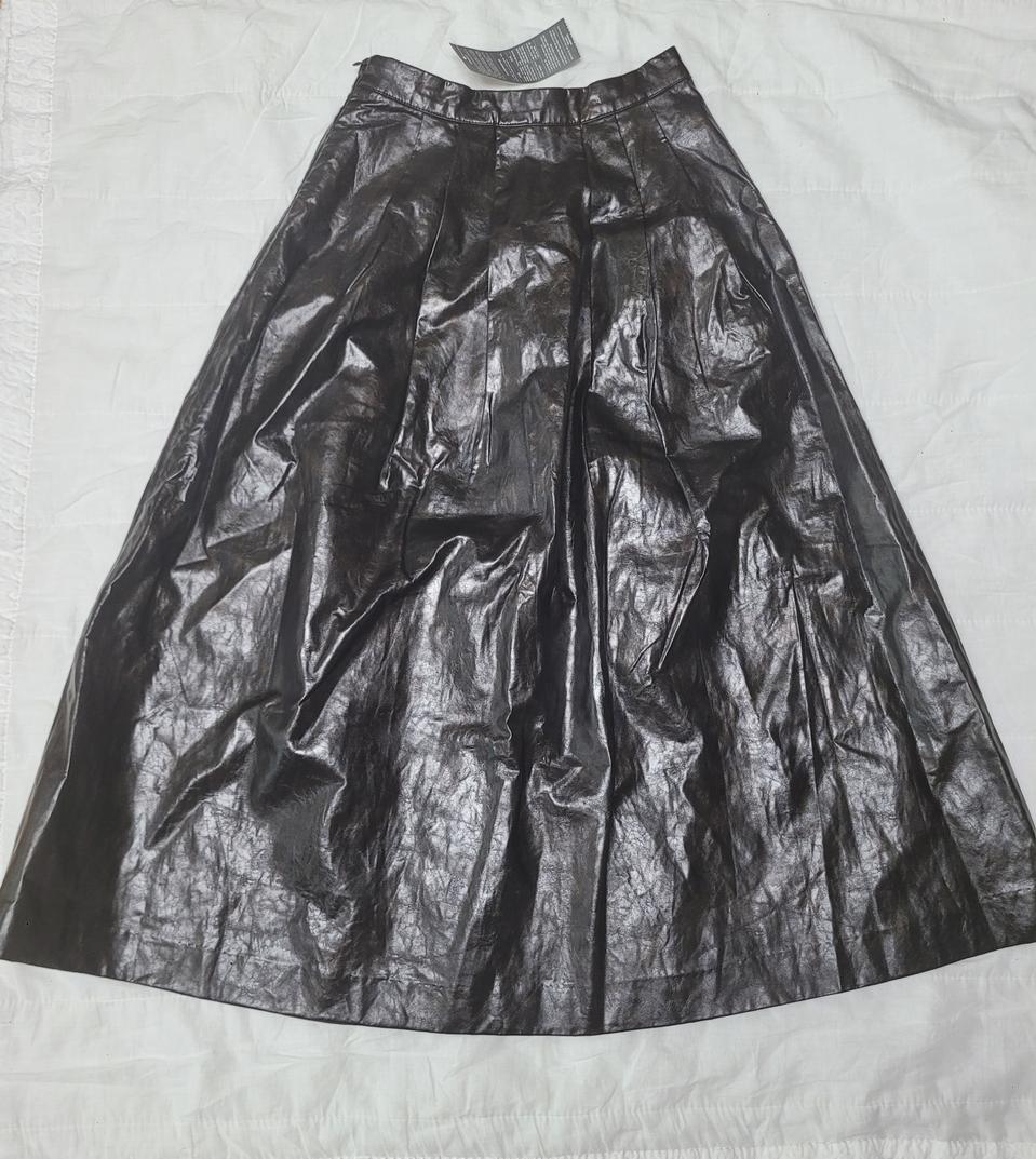 에잇세컨즈 브라운 레더 롱스커트 xs