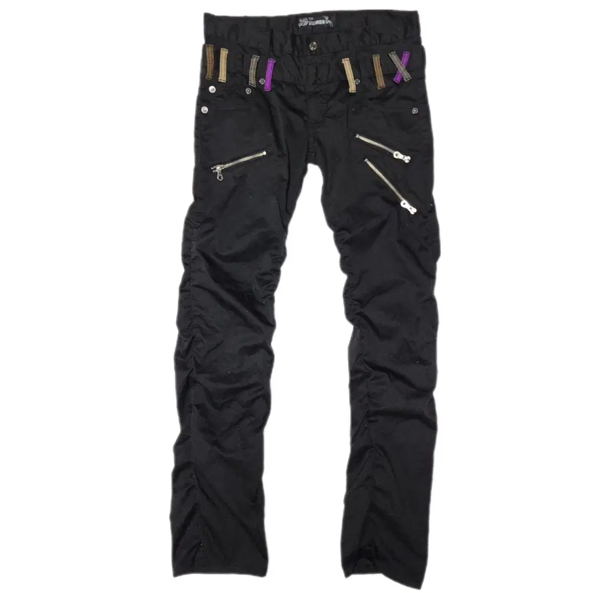 락시크 곱창 셔링 레이어드 슬림 코튼팬츠