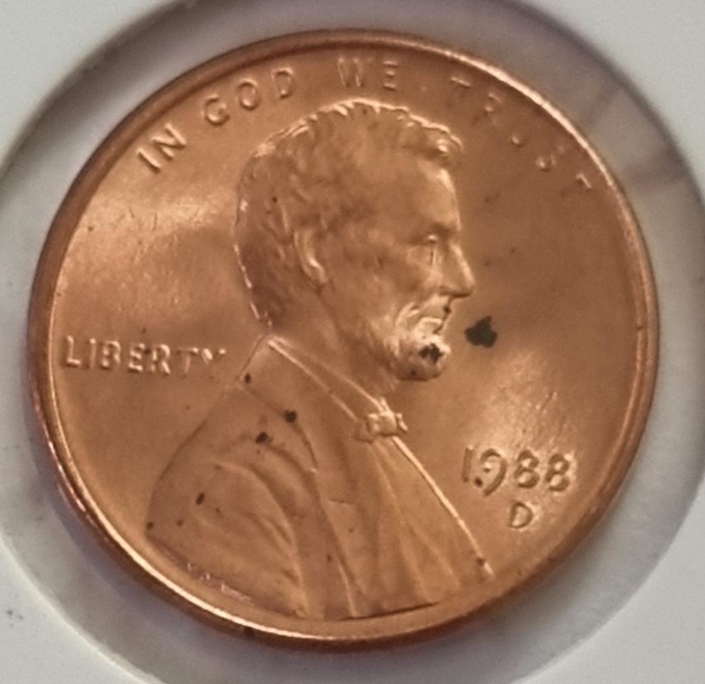 링컨 1센트 1988_D 년도 미사용 페니
