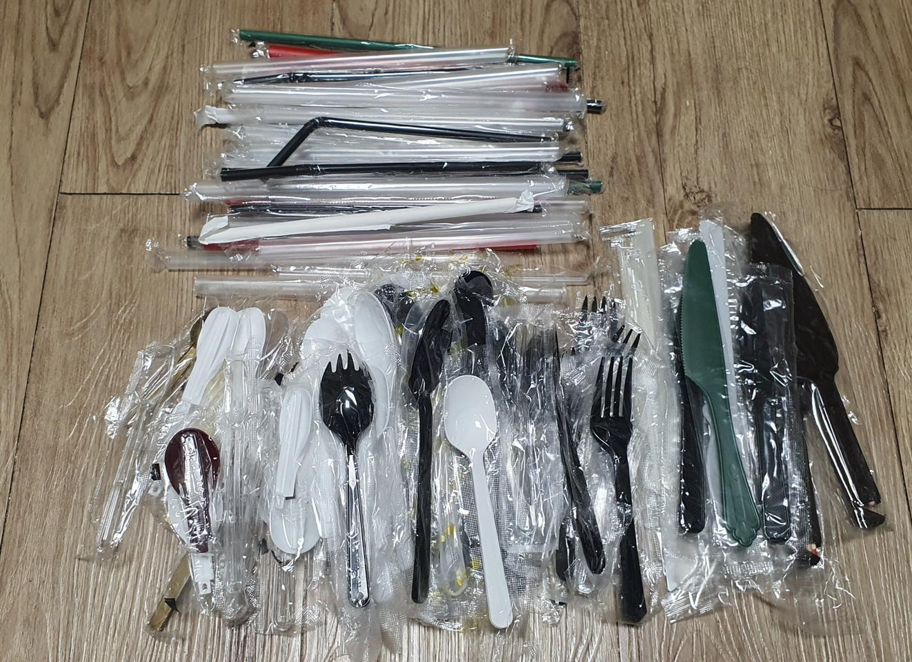 택포 일회용 숟가락 포크 케익칼 빨대