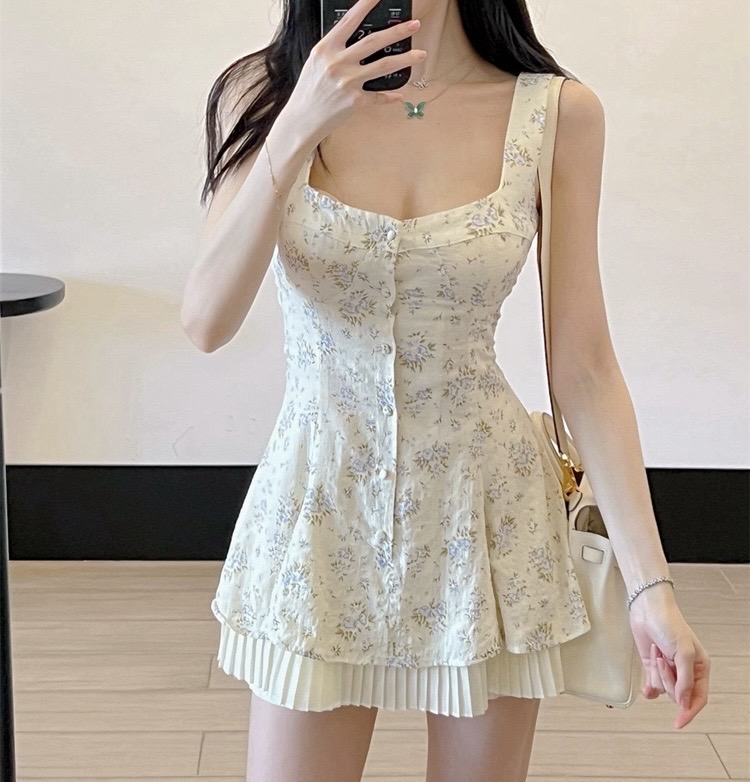 새상품 나시 미니 원피스 속바지 세트 프릴 휴양지룩 데이트룩