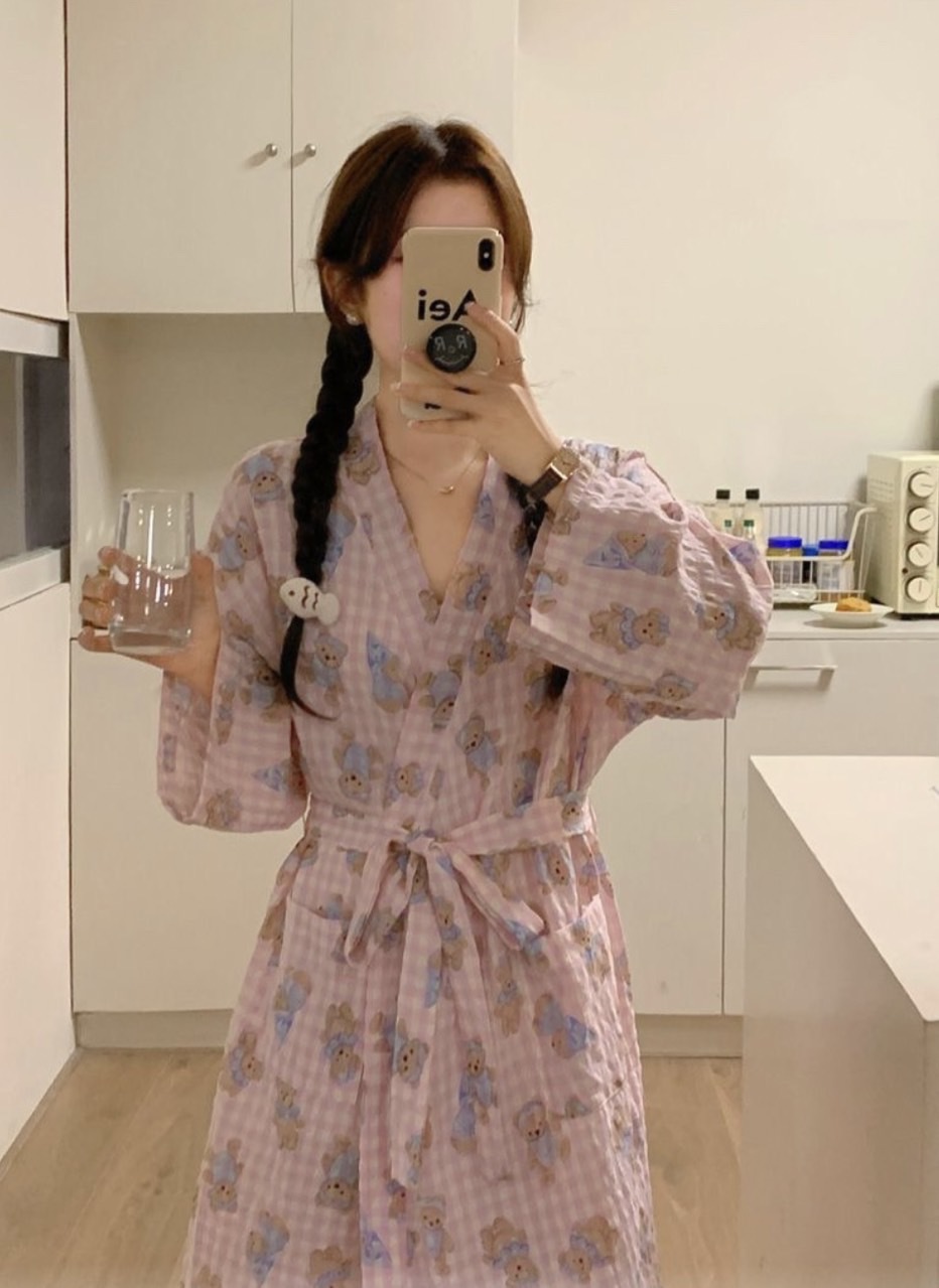 곰돌이 로브 가운 샤워가운