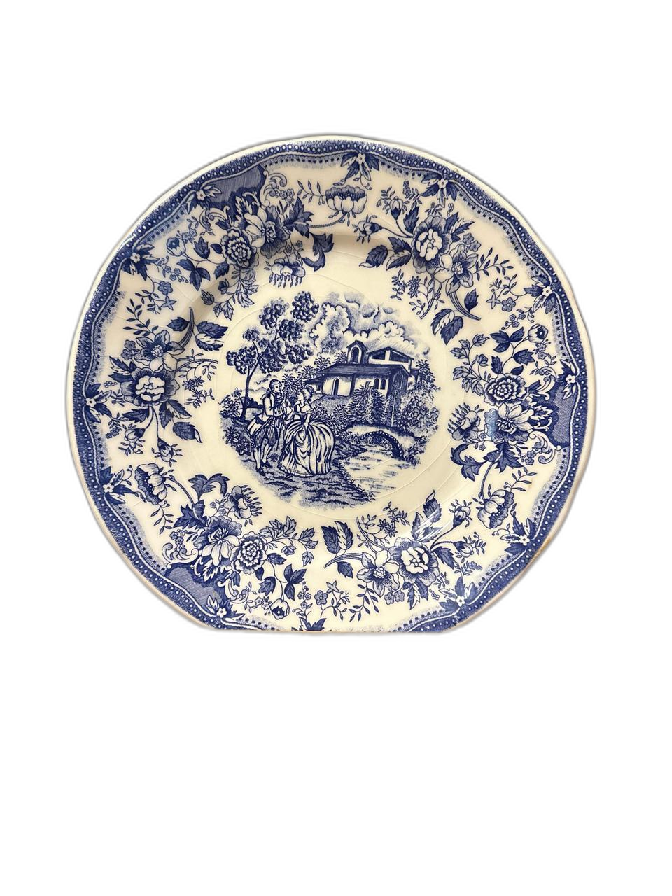 이태리 아이언스톤 명화 도자기 블루 디너 접시