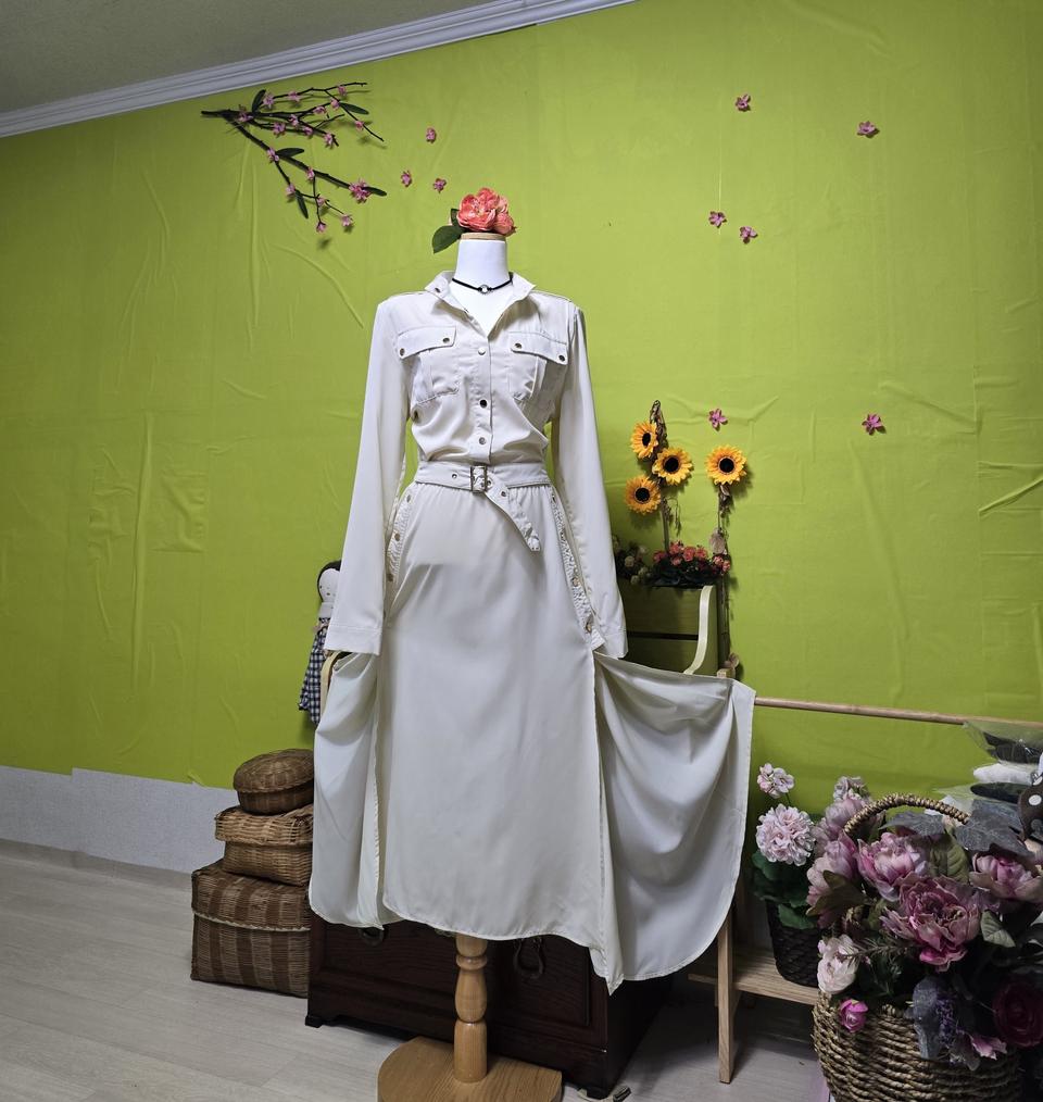 빅사이즈/데이트룩/ 똑닥단추/ 옆트임/ 뒷트임 / 언발치마 롱원피스