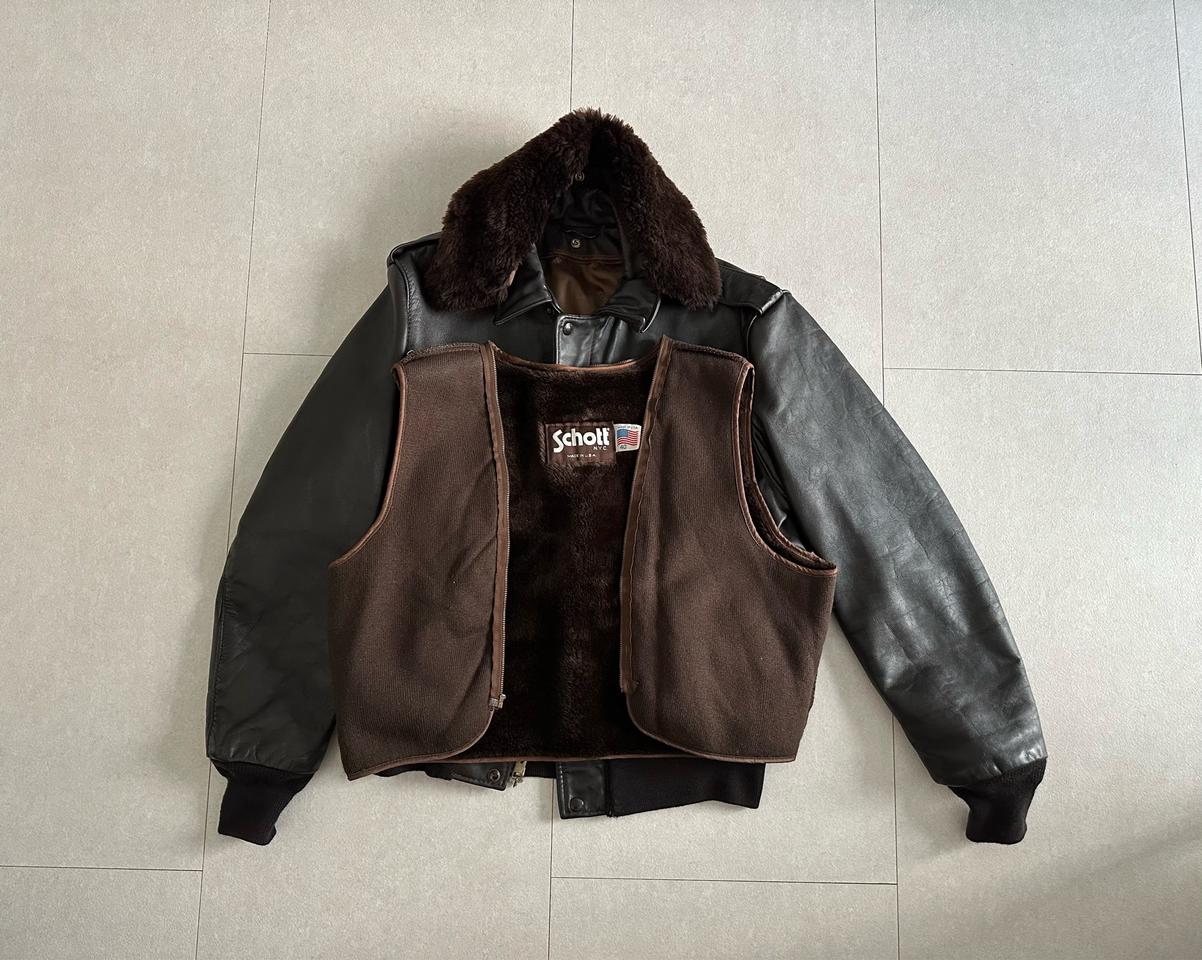 [40] schott 쇼트 a2 레더자켓 다크브라운