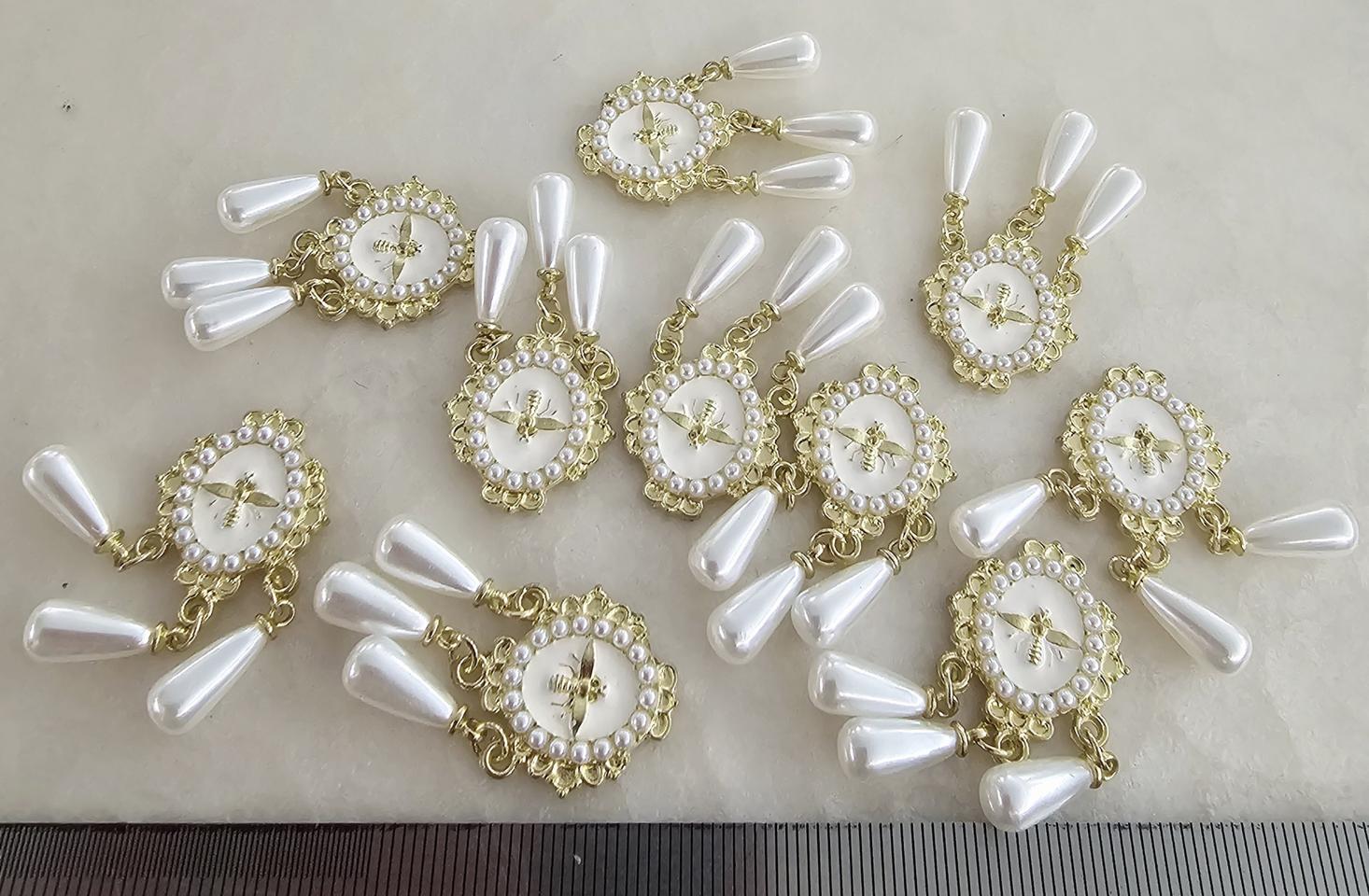 금속 벌 진주달랑이 화이트 10개 일괄