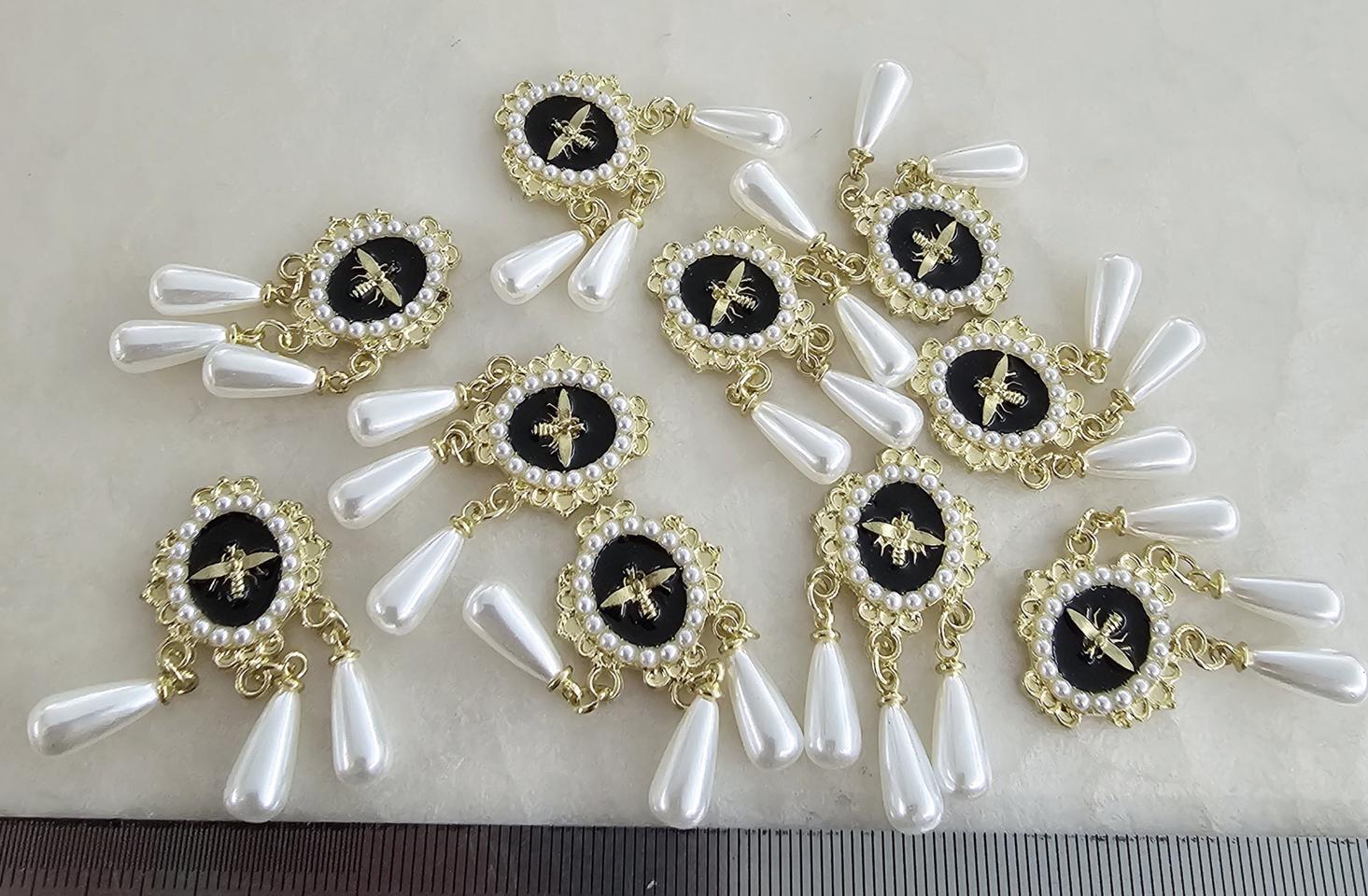 금속 벌 진주달랑이 블랙 10개 일괄