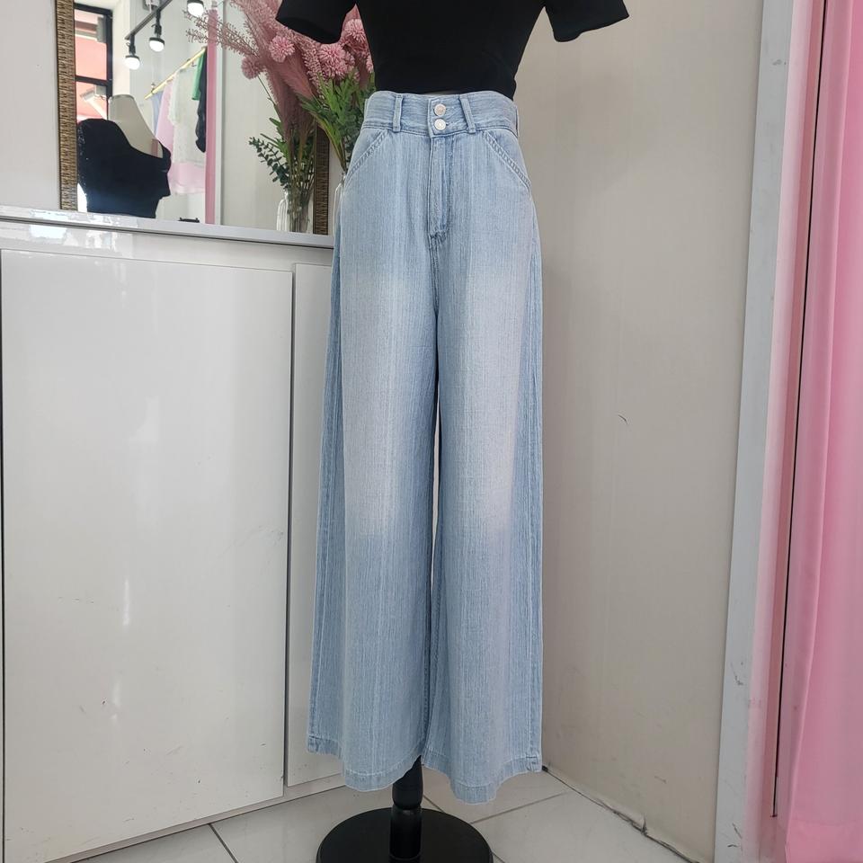 투버튼 연청 와이드 여름 데님 팬츠(M)