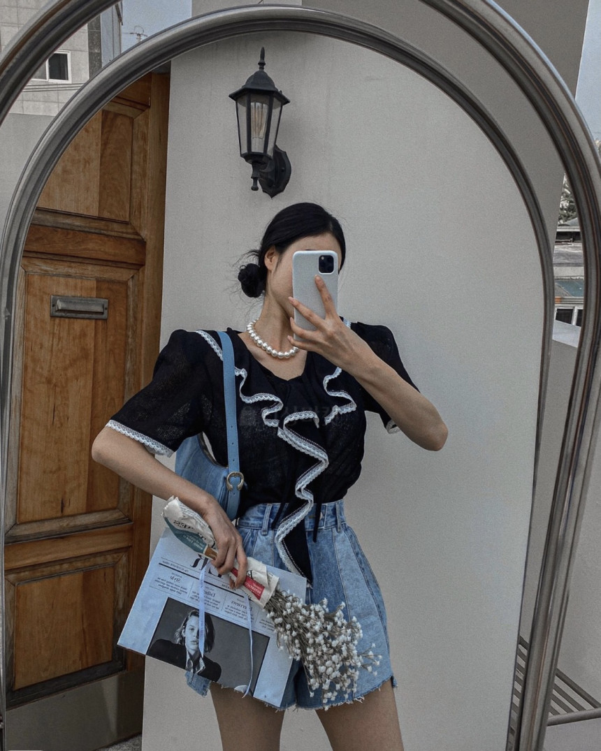 레이스 프릴 니트